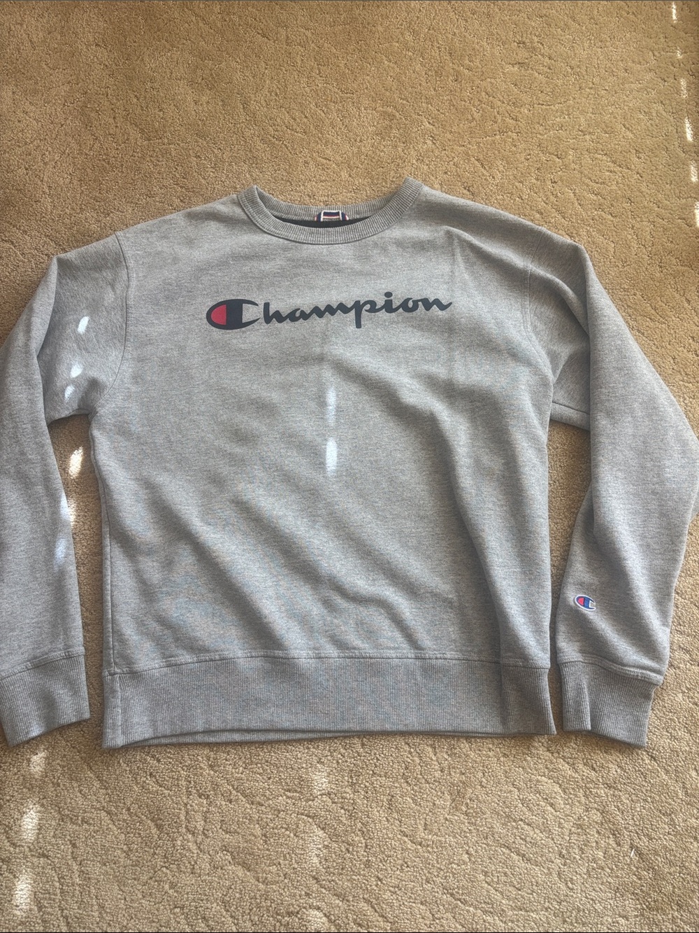 Champion Grey Crewneck Sweatshirt with Logo